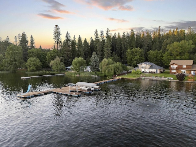 12621 N E Newman Lake Dr, Newman Lake, WA 99025 - water view with a floating dock and a heavily wooded area