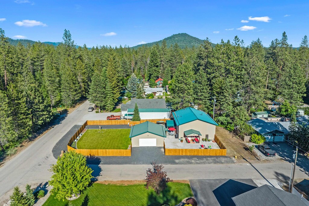 40217 Gail Rd, Loon Lake, WA 99148 - bird's eye view of a heavily wooded area and a mountain backdrop