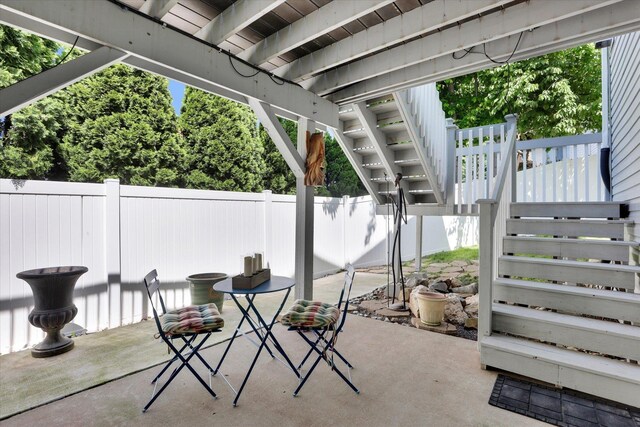 8310 E Bull Pine Ln, Spokane, WA 99217 - view of patio / terrace with stairway