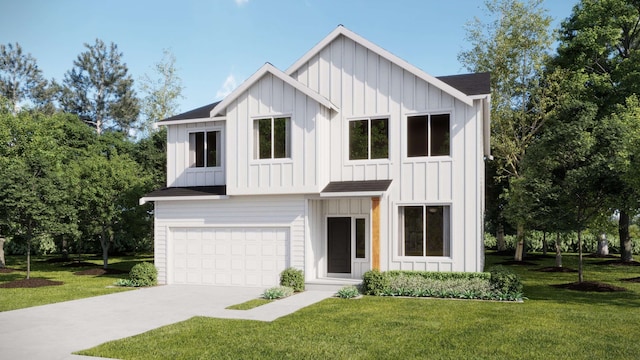 16359 E 30th Ln, Spokane Valley, WA 99037 - modern farmhouse with board and batten siding, a front lawn, concrete driveway, and a garage