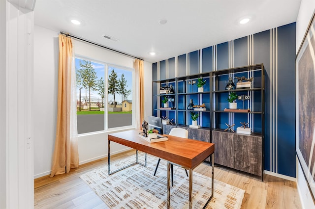 16359 E 30th Ln, Spokane Valley, WA 99037 - office area with wood finished floors, baseboards, and recessed lighting