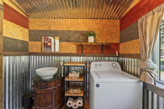 1100 Graham Rd, Cusick, WA 99119 - laundry room with washer / dryer and wood ceiling