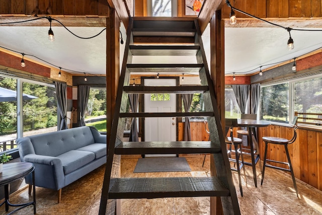 1100 Graham Rd, Cusick, WA 99119 - stairway featuring plenty of natural light and wooden walls
