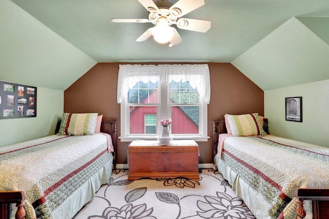 1211 W 17th Ave, Spokane, WA 99203 - bedroom with carpet, vaulted ceiling, ceiling fan, and baseboards