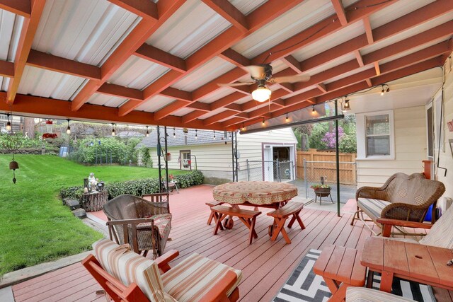1211 W 17th Ave, Spokane, WA 99203 - deck featuring outdoor dining area and ceiling fan