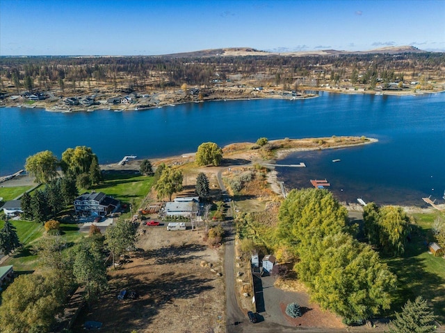 11132 S Silver Lake Rd, Medical Lake, WA 99022 - aerial view of property and surrounding area featuring a water and mountain view