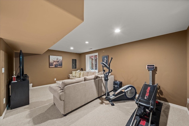 6730 S Moran View St, Spokane, WA 99224 - exercise room with baseboards, carpet flooring, and recessed lighting