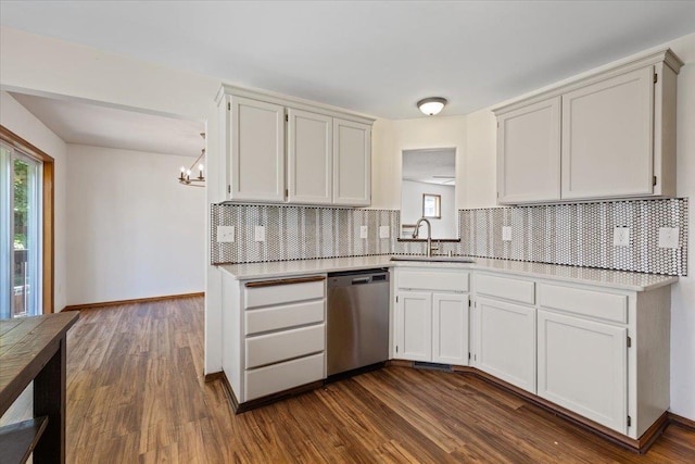 4227 E 38th Ave, Spokane, WA 99223 - kitchen featuring stainless steel dishwasher, a sink, light countertops, and a chandelier