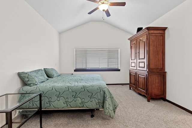 3260 W Magistrate Loop, Hayden, ID 83835 - bedroom featuring vaulted ceiling, light carpet, baseboards, and ceiling fan