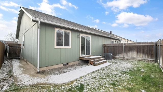 12218 W 10th Ave, Airway Heights, WA 99001 - rear view of property featuring a fenced backyard, cooling unit, a gate, and roof with shingles