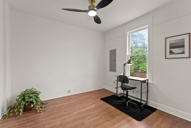 2018 E 6th Ave, Spokane, WA 99202 - office space with electric panel, wood finished floors, and ceiling fan