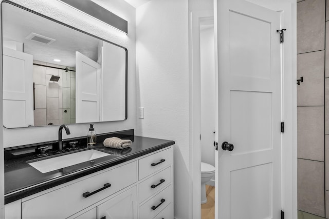 12916 N Newman St, Newman Lake, WA 99025 - full bathroom with vanity, toilet, a shower, and a textured wall