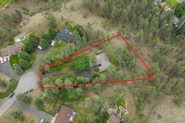 16905 N Mockingbird Ct, Nine Mile Falls, WA 99026 - aerial view of property and surrounding area featuring property parcel outlined