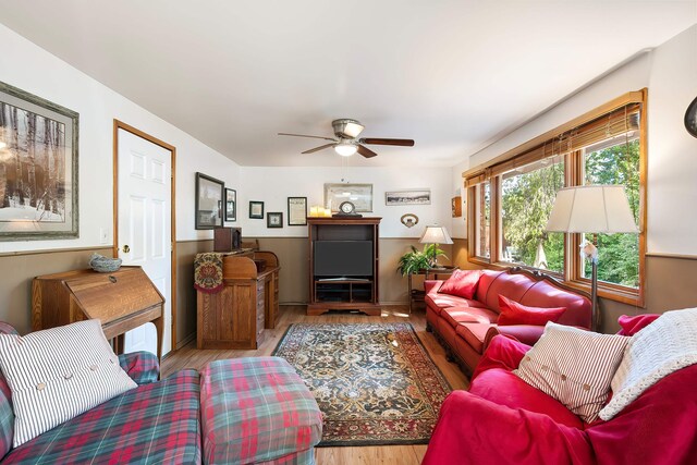 2825 W Woodside Ave, Spokane, WA 99208 - living area with a ceiling fan and wood finished floors