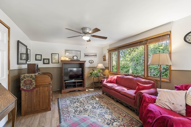 2825 W Woodside Ave, Spokane, WA 99208 - living room with a ceiling fan and wood finished floors