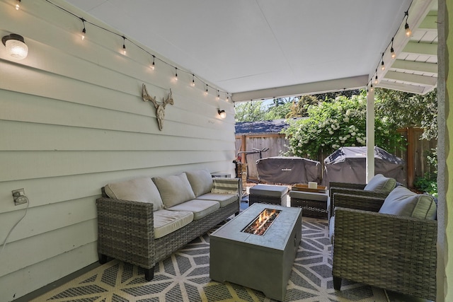 1919 E 59th Ave, Spokane, WA 99223 - view of patio with an outdoor living space with a fire pit