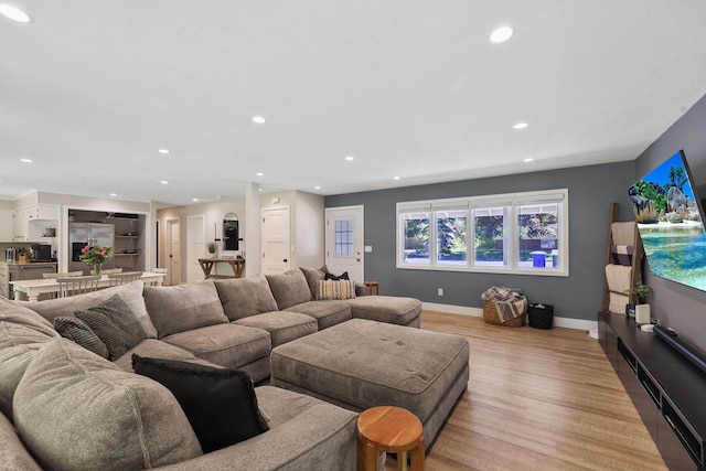 1919 E 59th Ave, Spokane, WA 99223 - living area with recessed lighting, light wood-style flooring, and baseboards