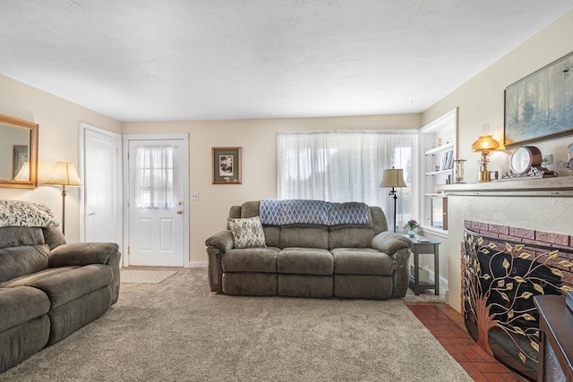 202 W Columbia Ave, Spokane, WA 99205 - carpeted living room with healthy amount of natural light and a brick fireplace