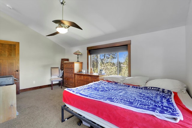 13625 S Sherman Rd, Spokane, WA 99224 - bedroom with carpet flooring, vaulted ceiling, ceiling fan, and baseboards