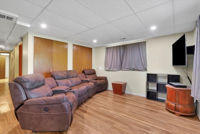 13625 S Sherman Rd, Spokane, WA 99224 - living room with a drop ceiling, light wood-style floors, baseboards, and recessed lighting