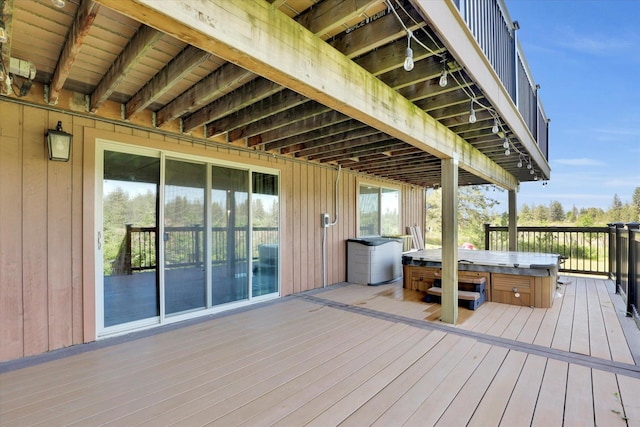 13625 S Sherman Rd, Spokane, WA 99224 - wooden terrace featuring a hot tub