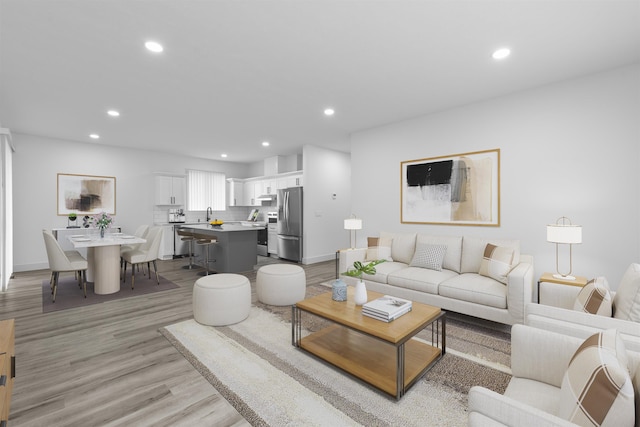 3617 E 1st Ave, Spokane, WA 99202 - living room featuring recessed lighting and light wood-style floors