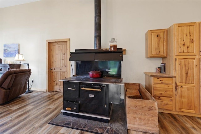 2559F United Copper Mine Rd, Chewelah, WA 99109 - detailed view of wood finished floors, baseboards, and a wood stove