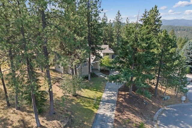 14410 E 45th Ct, Veradale, WA 99037 - aerial view of property and surrounding area featuring a forest and a mountainous background