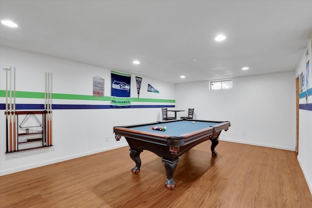 6914 N Jefferson St, Spokane, WA 99208 - game room featuring recessed lighting, wood finished floors, pool table, and baseboards
