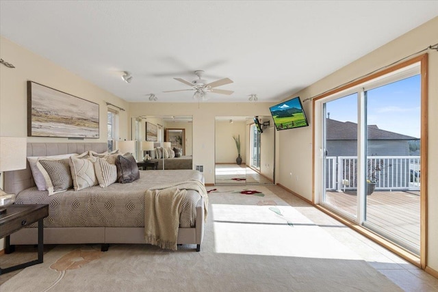 8626 E Sugar Pine Ln, Spokane, WA 99217 - carpeted bedroom with access to exterior and a ceiling fan