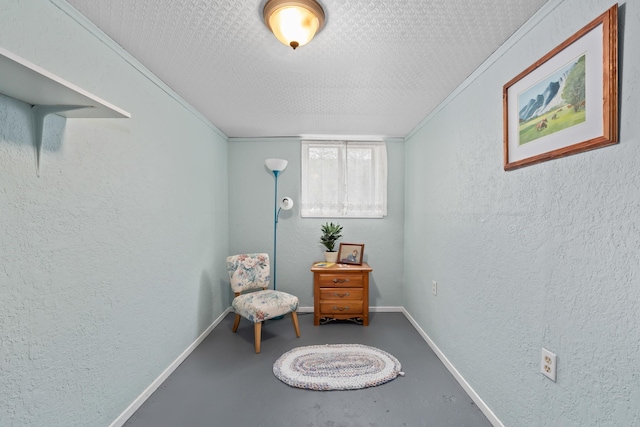 697 N Hofstetter St, Colville, WA 99114 - living area featuring a textured wall, concrete flooring, and baseboards