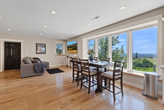 17323 N Lower Greenbluff Rd, Colbert, WA 99005 - dining room with baseboards, plenty of natural light, light wood finished floors, and recessed lighting