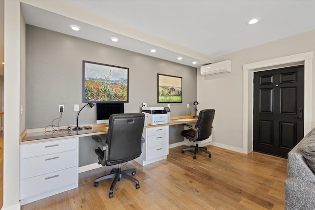 17323 N Lower Greenbluff Rd, Colbert, WA 99005 - office space featuring a wall mounted air conditioner, light wood-style floors, recessed lighting, and baseboards