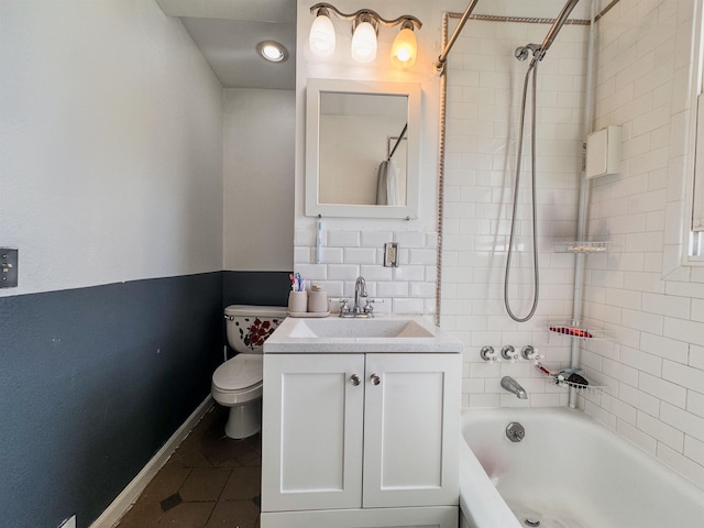 4015 N Ash St, Spokane, WA 99205 - full bath featuring toilet, vanity, shower / tub combo, tile patterned flooring, and baseboards