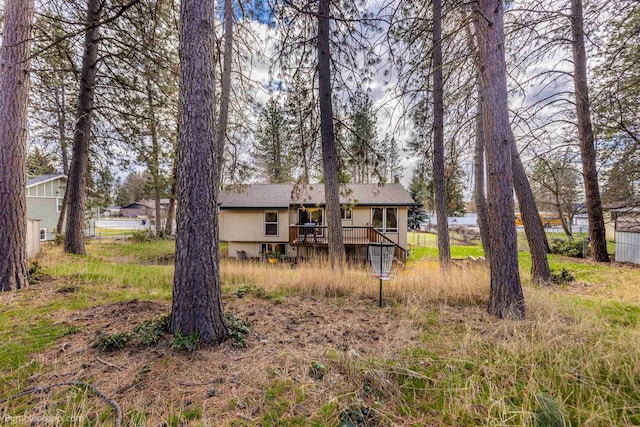 4116 W Indian Trail Rd, Spokane, WA 99208 - view of front of property with a wooden deck and a shingled roof