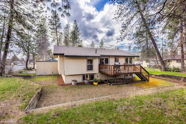 4116 W Indian Trail Rd, Spokane, WA 99208 - back of house with a wooden deck and stairway