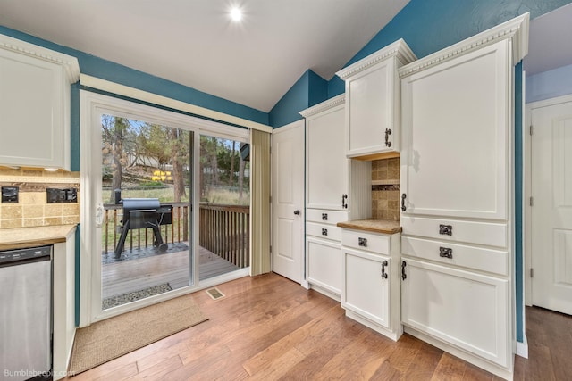 4116 W Indian Trail Rd, Spokane, WA 99208 - doorway featuring vaulted ceiling and light wood finished floors