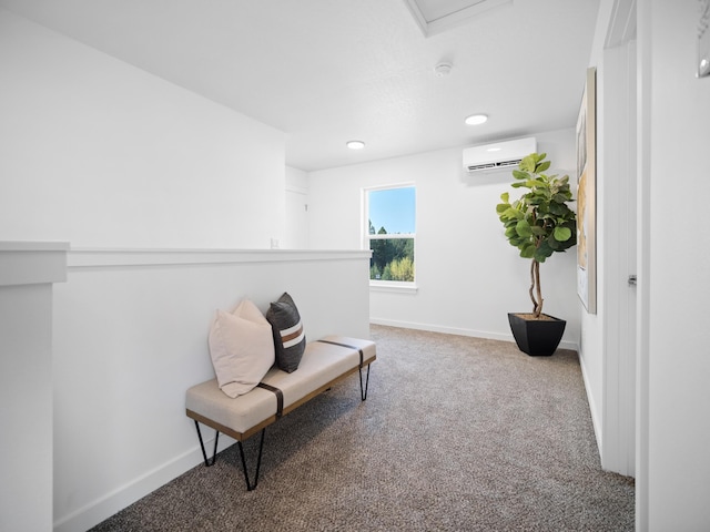 805 E F St, Deer Park, WA 99006 - living area featuring a wall mounted air conditioner, carpet floors, baseboards, and recessed lighting