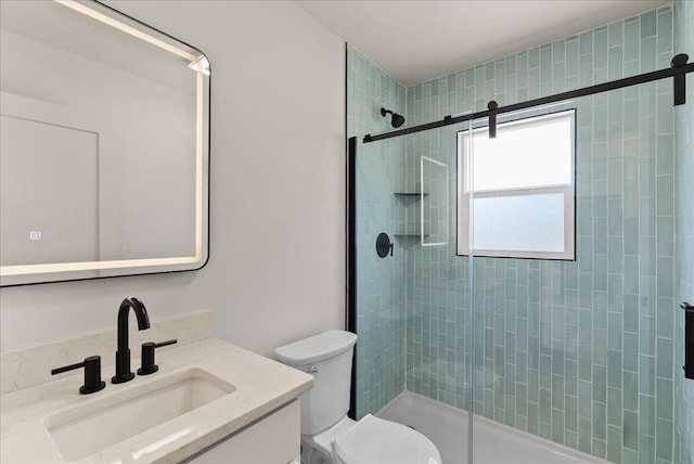 1403 N Farr Rd, Spokane, WA 99206 - full bath featuring toilet, vanity, and a tile shower