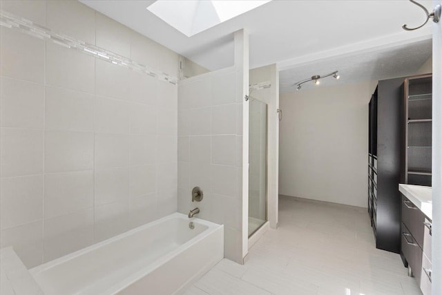 4510 E Bixel Ct, Mead, WA 99021 - full bath with a shower, a skylight, a bathtub, and vanity
