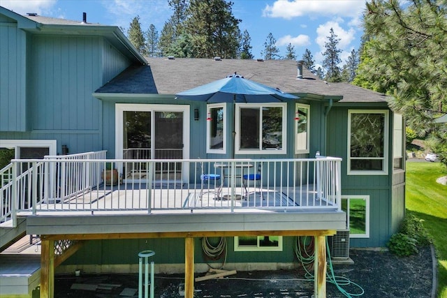 4510 E Bixel Ct, Mead, WA 99021 - back of house featuring a shingled roof, a wooden deck, and cooling unit
