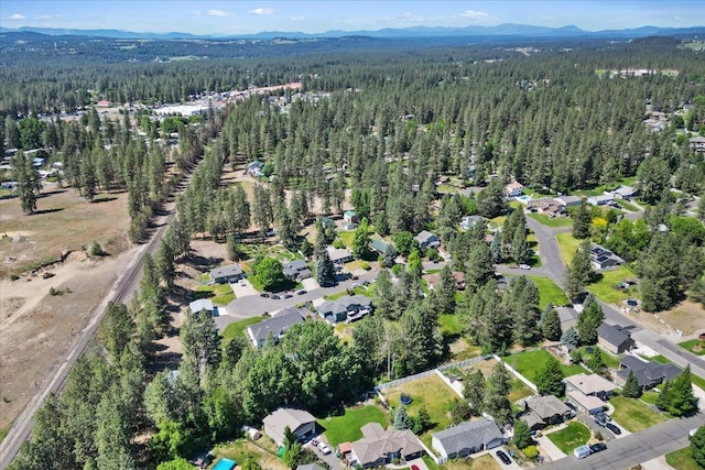 4510 E Bixel Ct, Mead, WA 99021 - aerial view of property and surrounding area with a heavily wooded area and a mountain backdrop