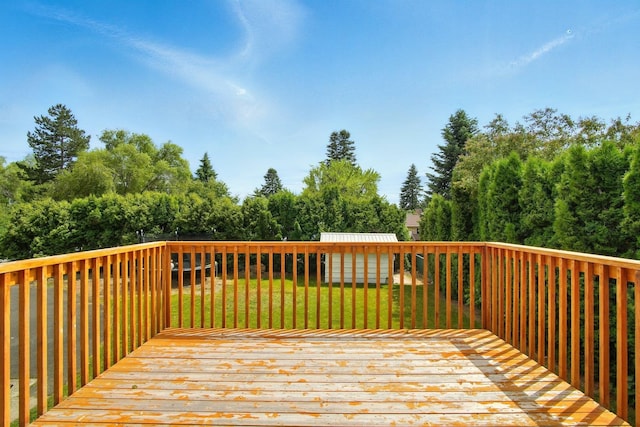 14018 E Valleyway Ave, Spokane, WA 99216 - deck with a lawn and view of wooded area