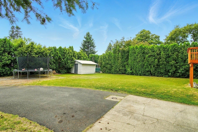 14018 E Valleyway Ave, Spokane, WA 99216 - view of grassy yard with a trampoline