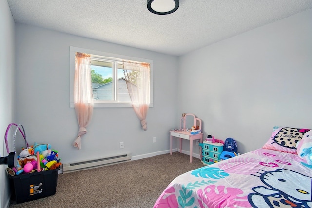 14018 E Valleyway Ave, Spokane, WA 99216 - carpeted bedroom featuring a baseboard radiator and a textured ceiling