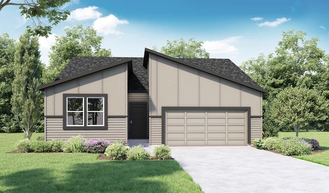 719 E L St, Deer Park, WA 99006 - view of front of property with an attached garage, a front lawn, roof with shingles, and driveway