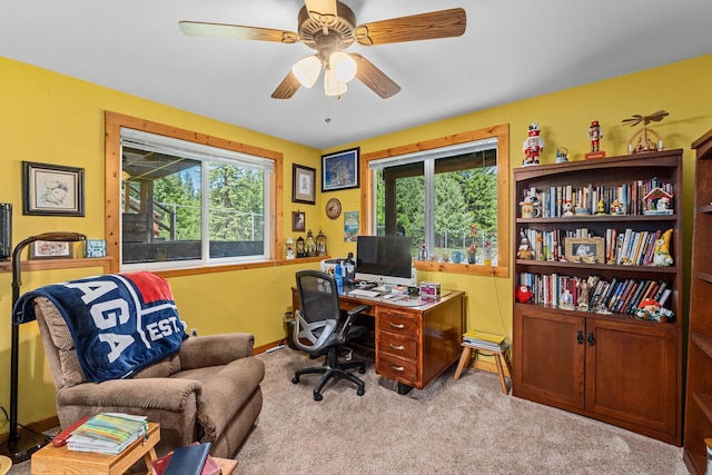 312 Pickett Rd, Ione, WA 99139 - office featuring healthy amount of natural light, carpet flooring, and a ceiling fan
