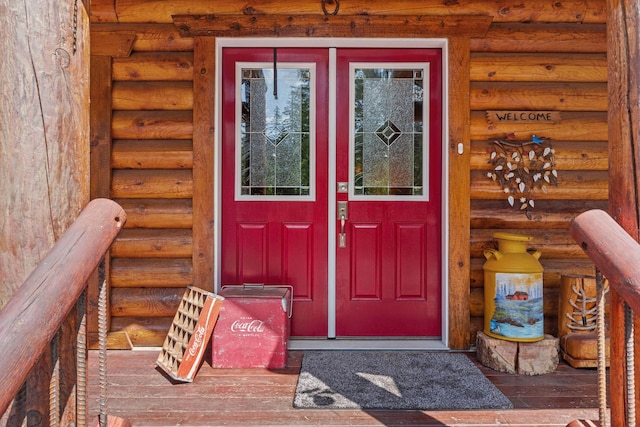 312 Pickett Rd, Ione, WA 99139 - property entrance featuring log exterior