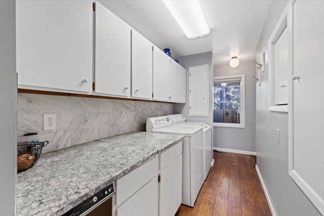 6913 S Ben Burr Rd, Spokane, WA 99223 - laundry room with independent washer and dryer and dark wood-type flooring