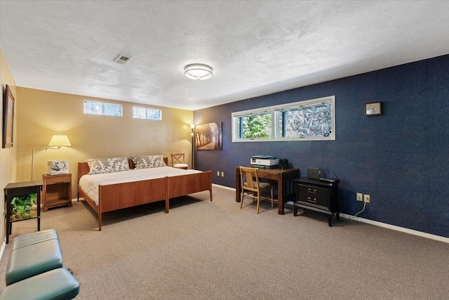 6913 S Ben Burr Rd, Spokane, WA 99223 - bedroom with multiple windows, a textured ceiling, and carpet floors